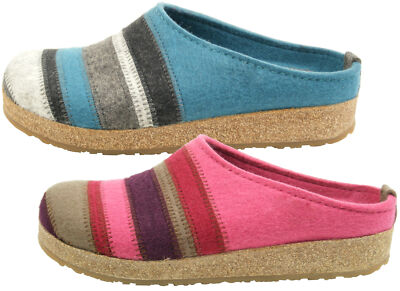 Haflinger Schuhe Damen Hausschuhe Pantoffeln Wolle Grizzly Stripes 711049 
