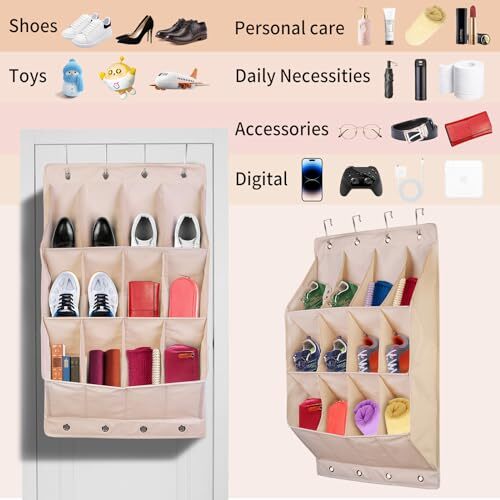 Organizzatore Per Scarpe Da Porta, 12 Tasche Grandi In Tessuto Non Tessuto, Appendi Scarpe Salvaspazio