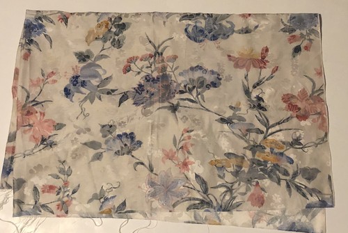 80s Upholstery Floral Fabric Rich Burgundy Gold Green Blue Cream Shiny 35" x 58" - Picture 7 of 10