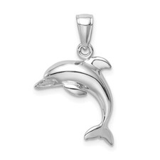 14k White Gold Jumping Dolphin Pendant Gift For Women