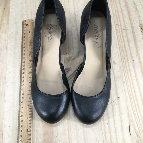 Me Too Heels Womens 10 M D Misty Orsay Wedge Pumps Black Faux Leather Slip On - Picture 8 of 19