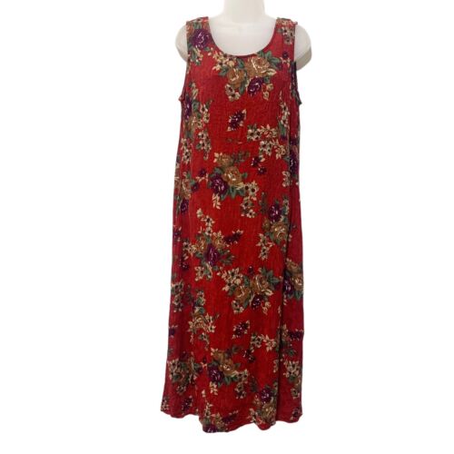 K & Company Womens Size 16 Red Floral Sleeveless Midi Dress 90s Y2K - Picture 1 of 9