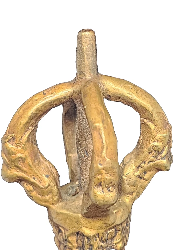 Sino Ritual Tibetano – Ghanta de Bronze Antigo com Cabo Vajra e Mantra Completo Dentro - Imagem 4 de 4