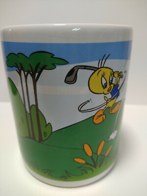 1996 Warner Bros Tweety Sylvester Golf Mug 20 oz Large Danger on the  Green Cup | eBay
