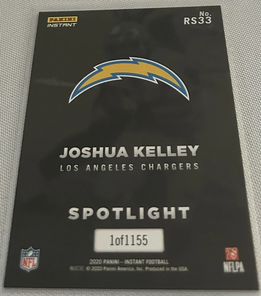 2020 Panini Instant Football Joshua Kelley Los Angeles Chargers Rookie Spotlight - Image 3 of 4