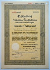 SACHSEN - Erbl&auml;ndischer RITTERSCHAFTLICHER Creditverein - 1942 Wertpapier 100 RM