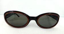 Vintage Kenneth Cole New York - Black With Brown Rim Trim Oval Sunglasses KC4038