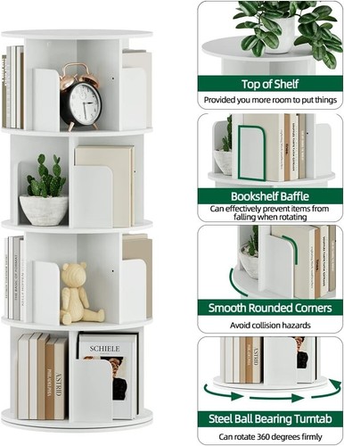 Compact 4-Tier Rotating Book Shelf - Ideal for Kids’ Rooms & Living Areas - Picture 8 of 8
