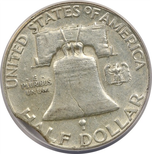 1963 50C ANACS AU 50 (Curved Clip Weight 12.05 grams) Franklin Half Dollar - Picture 4 of 4