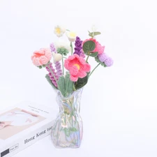 Handmade Flower DIY Yarn Woven Crochet Bouquet Tulip Simulation Flower