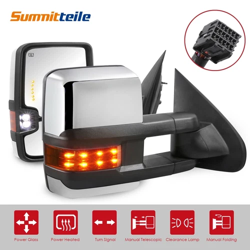 LH+RH Power Heated Tow Mirrors For 2014-18 Chevy Silverado GMC Sierra Truck 1500
