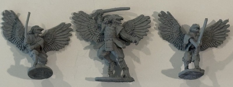 Vintage Ral Partha Tengu Bird Warrior Metal Miniature Lot D&D Bushido X3 1980s