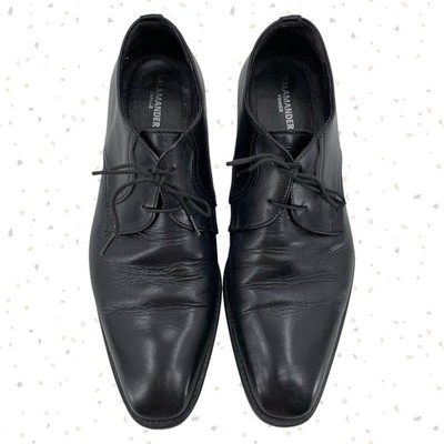 Salamander Black Leather Dress Shoes Laced Formal Business Made in Italy Size 42