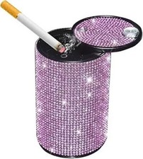 Bling Car Ashtray, Crystal Rhinestone Smokeless Vehicle Cup Holder Color: Pink