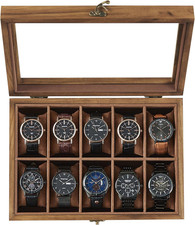 Scatola per Orologi, Scatola Porta Orologi a 10 Scomparti, Portaorologi in Legno