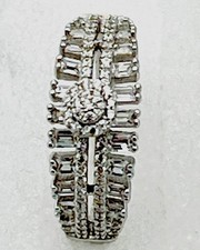 Sterling Silver 925 70 Round 18 Baguette CZ Ring Size 8