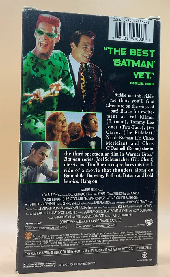 Batman Forever VHS 1995 Val Kilmer Jim Carrey Acceptable-G Condition Foto 2 de 3