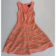City Studio A Line Textured and Tiered Mini Dress Pink & Nude Size 3 Women NWT