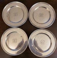 VTG. (4) STERLING SILVER BREAD & BUTTER PLATES by STIEFF, 352g