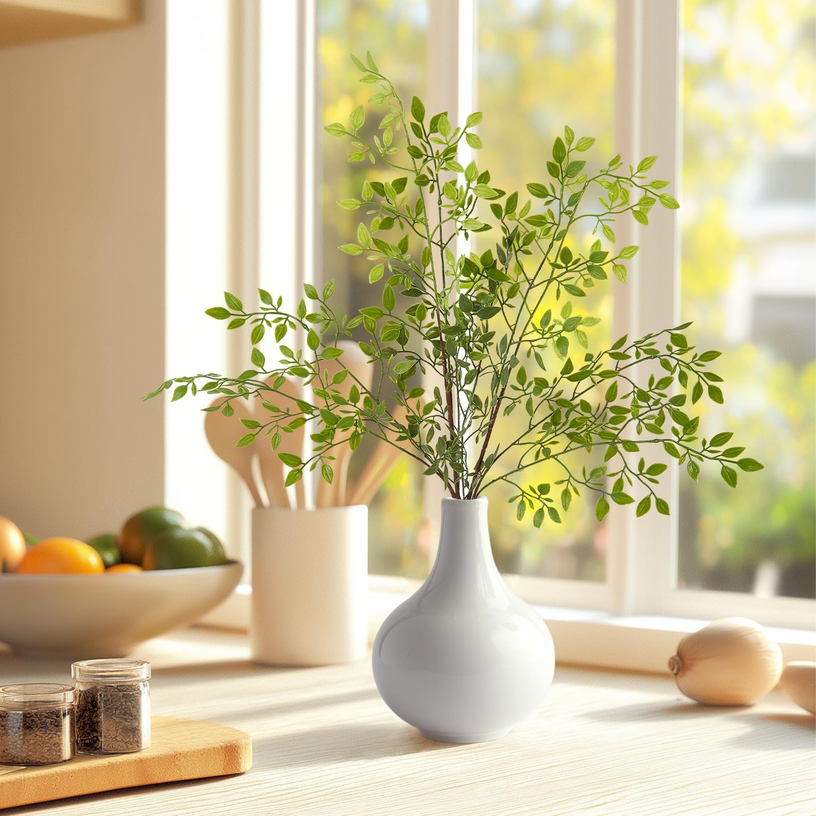 6pcs 36 Inch Artificial Plants Fake Greenery Branches for Vase, Faux Green Na...