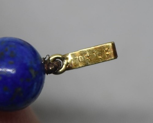 Collier ancien en lapis-lazuli avec entretoises en or 14 carats - Photo 10/11