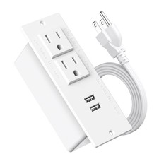 Conference Recessed Power Strip Socket 6.56Ft 10W USB-A Ports, White