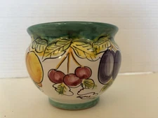 Italian Pottery Via Bellissima Bowl 3.25x4.5” Fruit Design Made By Hand Italy