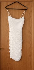 Oh Polly White Ruched Mini Dress UK 8 US 4 Bodycon Strappy Stretch