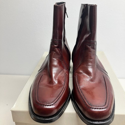 Florsheim Essex Moc Toe Zipper Boot VINTAGE Black Cherry Mens Size 10 - Picture 5 of 15