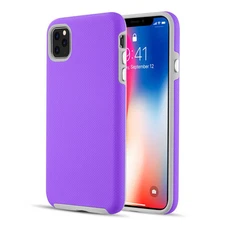 GSA Ezpress Anti-Slip Hybrid Case For iPhone 11 Pro Max - Purple/Gray