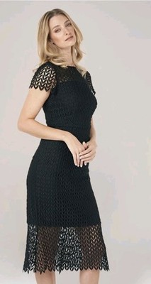 Kay Unger Black Tatum Floral Lace Midi Dress Women's Size 10 MSRP $248 | eBay Kay Unger Black Tatum Floral Lace Midi Dress Women's Size 10 MSRP $248 | eBay
