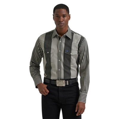 Wrangler Men's Vintage Inspired Brushopper Classic Fit Black Button Down 112381