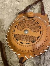 Vintage Leather Covered Canteen Hand Tooled "Sexiest Buffalo Girl" Utah Western