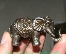 2" Old Chinese Buddhism Sky Iron Elephant Animal Sculpture Statue Figurines