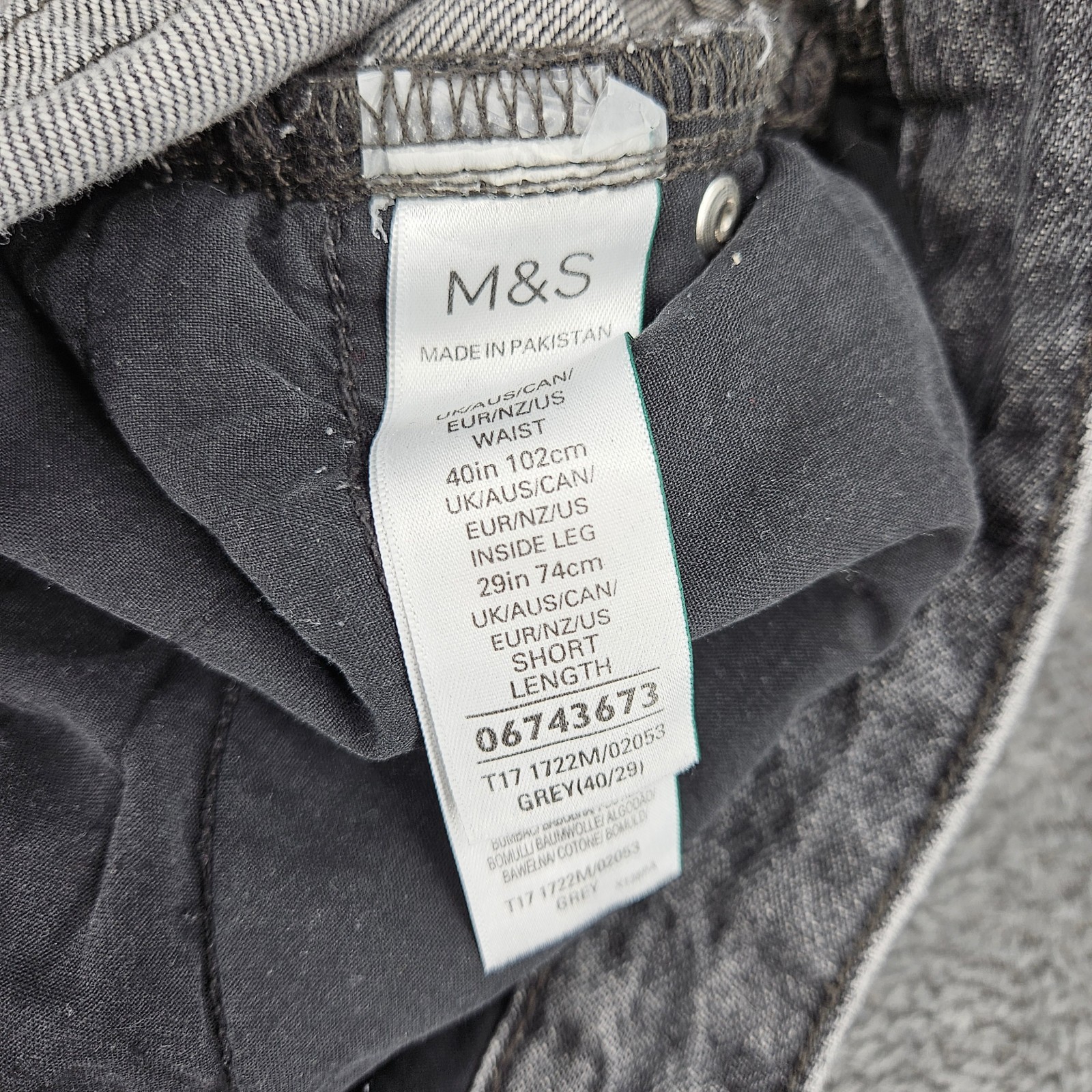 M&S Mens Relaxed Straight Jeans W40 L29 Grey Wash 100% Cotton Denim image 6