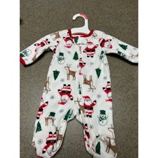 Christmas Carter's NWT Newborn fleece sleeper Santa and reindeer