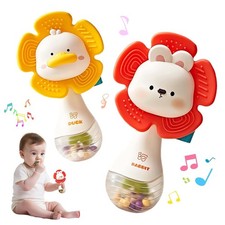 2 Juguetes Musicales Mordedera Y Sonajeros Para Bebe De 3 a 6 12 Meses Dientes