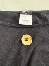 CHANEL Black Dress Size 42 Made in Italy Elegant Authentic Women SR2192