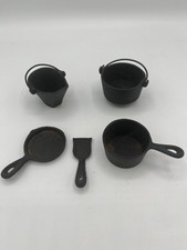 Vintage Cast Iron Miniature Cookware, Set Of 5 Doll Lot
