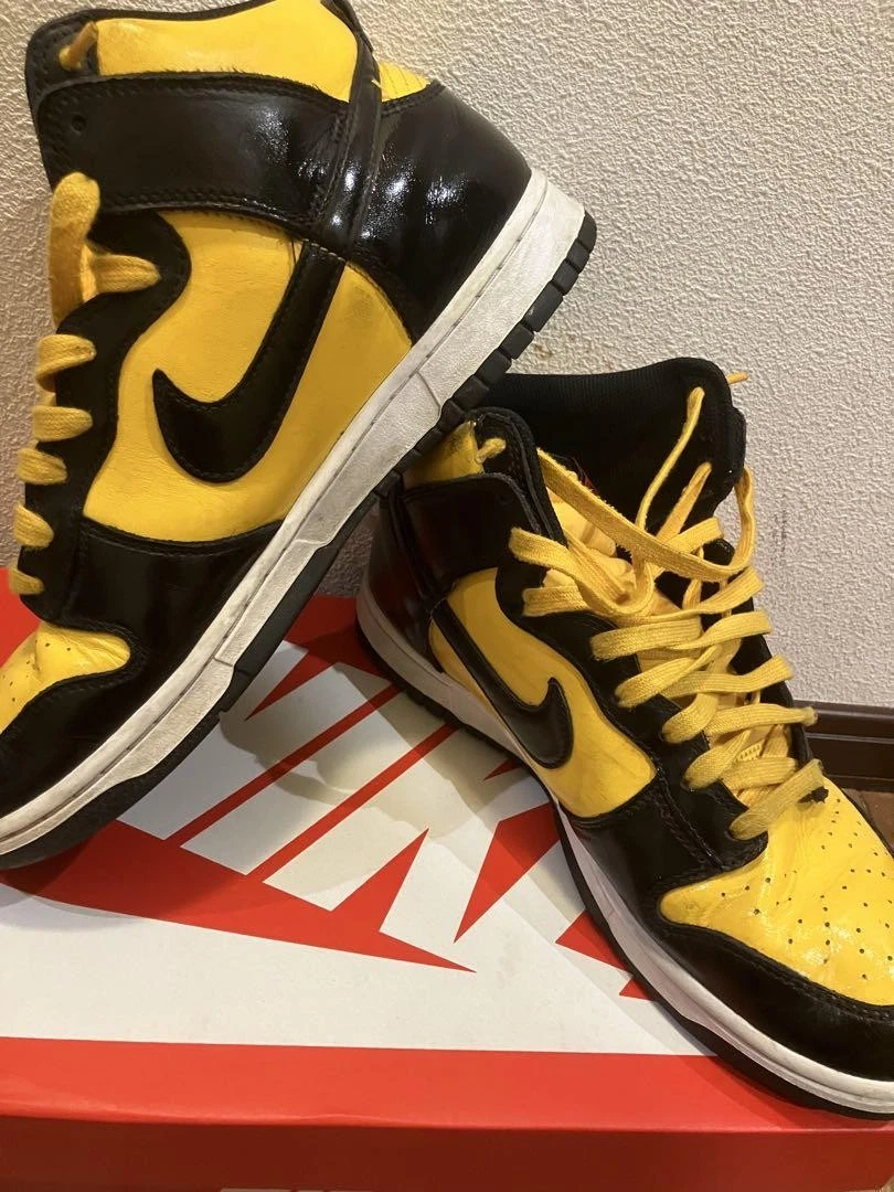 Nike Sneakers Taglio Alto Nero Giallo Pelle 10 Usate USA