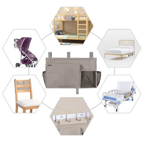 Comodino Caddy Letto Sospeso Organizer Borsa Portaoggetti Tasca per Cuccetta e Ospedale... - Foto 6 di 7