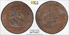 1795 G.B. Middlesex Duke Of York 1/2 Penny Conder Token PCGS MS62BN Lot#G1755