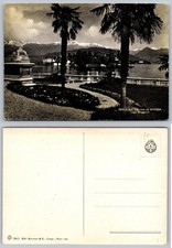 Vintage Isola Bella Lake Maggiore Postcard Stresa Palm Trees Snow Alps Italy