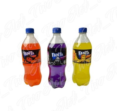Fanta HORROR COLLECTOR Ghostface, Vampire & Pumpkin (3 Full 20oz Bottles) NEW