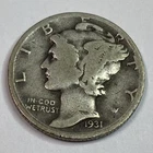 1931-D Mercury Dime- Rare Key Date- 90% Silver Coin