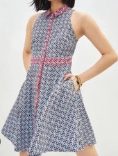 Anthropologie Maeve Pink Blue Geometric Buckley Mini Dress US 4