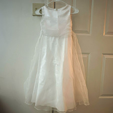 White Sleeveless Dress First Communion/Flower Girl Girls Size 10 Polyester