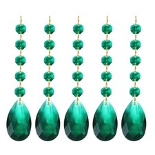 Teardrop Crystal Chandelier, 5 Pack 135mm Length Prisms Part Dark Green