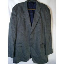 Jos A Bank Mens 46L Blazer Blue Gray 100 Silk Herringbone Sport Coat 2 Button