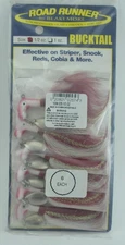 Blakemore 1006-25 Striper Bucktail Road Runner 1/2 oz White Red BuckTail Pk of 6